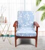Blue Cotton Floral 20x20 Inches 1 Seater Sofa Chair Covers (Pack of 2)