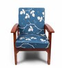 Blue Cotton Floral 20x20 Inches 1 Seater Sofa Chair Covers (Pack of 2)