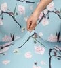 Blue Cotton Floral 20x20 Inches 1 Seater Sofa Chair Covers (Pack of 4)
