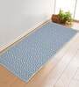 Blue Cotton Abstract 4.2 x 1.6 Feet Dhurrie