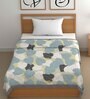 Blue Cotton Abstract 500 GSM Single Bed Comforter