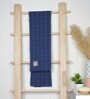 Navy Blue Banana Double Cloth Checkered 300 GSM Bath Towel