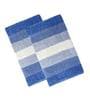 Blue Geometric  Cotton 20x32 Inches AntiSkid Bath Mat (Set of 2)