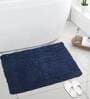 Blue Cotton Anti Skid Solid 31 x 20 inch Door Mat