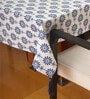 Floral (52x84) White & Blue Cotton Blend Table Cloth