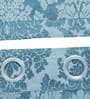 Blue Cotton Blend Floral Light Filtering 1 piece Eyelet Long Door Curtain