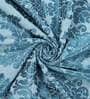 Blue Cotton Blend Floral Light Filtering 1 piece Eyelet Long Door Curtain