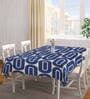 Geometric (72x52) Blue & White Cotton Blend Table Cloth