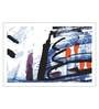 Blue Cotton Canvas Modern Watercolor Surface Art Print