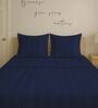 Blue Cotton 300TC 2CM Striped Super King Bedsheet with 2 Pillow Covers