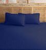 Blue Cotton 210TC Striped Set of 2 Pillow Covers