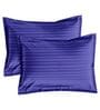 Blue Cotton 210TC Striped Set of 2 Pillow Covers