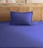 Blue Cotton 210TC Striped Single Bedsheet with 1 Pillow Cover