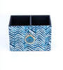 Blue Cotton Fabric Coated Mdf Cutlery Holder With Agate   6 X 4 X 3.5 Inch