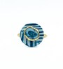 Blue Cotton Fabric Coated Mdf Napkin Ring With Agate And Coaster Set Of 4