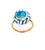 Blue Cotton Fabric Coated Mdf Napkin Ring With Agate And Coaster Set Of 4