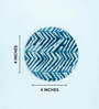 Blue Cotton Fabric Coated Mdf Round Coaster Set Of 4