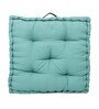 Blue Cotton Floral 16x16 inches Floor Cushions (Set of 2)