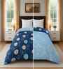 Blue Cotton Floral 300 Gsm Double Bed Reversible Comforter