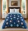Blue Cotton Floral 300 Gsm Double Bed Reversible Comforter
