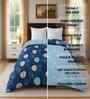 Blue Cotton Floral 300 Gsm Double Bed Reversible Comforter