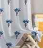 Blue Cotton Floral 5ft Semisheer Eyelet Window Curtain (1 Pc)