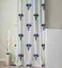 Blue Cotton Floral 5ft Semisheer Eyelet Window Curtain (2 Pc)