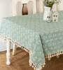 Dahlia Nile Tasseled (78x60) Blue & White Cotton Table Cloth