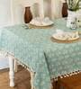 Dahlia Nile Tasseled (78x60) Blue & White Cotton Table Cloth