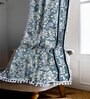 Blue Cotton Floral 7Ft Light Filtering Eyelet (Set Of 2) Door Curtains