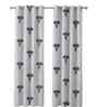 Blue Cotton Floral 7ft Semisheer Eyelet Door Curtain (2 Pc)