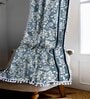 Blue Cotton Floral 9Ft Light Filtering Eyelet (Set Of 2) Long Door Curtains