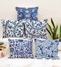 Blue Cotton Florals 16x16 inches Cushion Covers (Pack of 5)