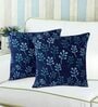 Blue Floral Cotton 16 x 16 Inches Cushion Covers (Set of 2)