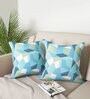 Blue Geometric Cotton 16 x 16 Inch Cushion Covers (Set of 2)