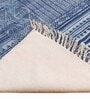 Blue Cotton Geometric 3 x 5 Hand Woven Dhurrie