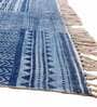Blue Cotton Geometric 4x6 Hand Woven Dhurrie
