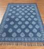 Blue Cotton Abstract 4x6 Hand Woven Dhurrie