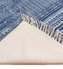 Blue Cotton Geometric 3x2 Hand Woven Dhurrie