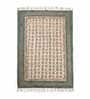 Blue Cotton Geometric 3x2 Hand Woven Dhurrie