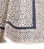Blue Cotton Abstract 3x2 Hand Woven Dhurrie