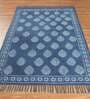 Blue Cotton Abstract 3x2 Hand Woven Dhurrie