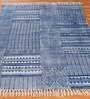 Blue Cotton Geometric 3x2 Hand Woven Dhurrie