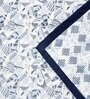 Blue Cotton Geometric 144 TC Single Dohar