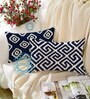 Blue Cotton Geometric 18x12 inches Cushion Covers (Pack of 2)