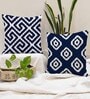 Blue Cotton Geometric 24x24 inches Cushion Covers (Pack of 2)