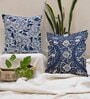 Blue Cotton Geometric 24x24 inches Cushion Covers (Pack of 2)