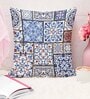Blue Cotton Geometric 24x24 inches Cushion Covers (Pack of 2)