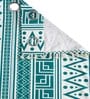 Blue Cotton Geometric 5Ft Light Filtering Eyelet (Set Of 2) Window Curtains