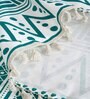 Blue Cotton Geometric 5Ft Light Filtering Eyelet (Set Of 2) Window Curtains